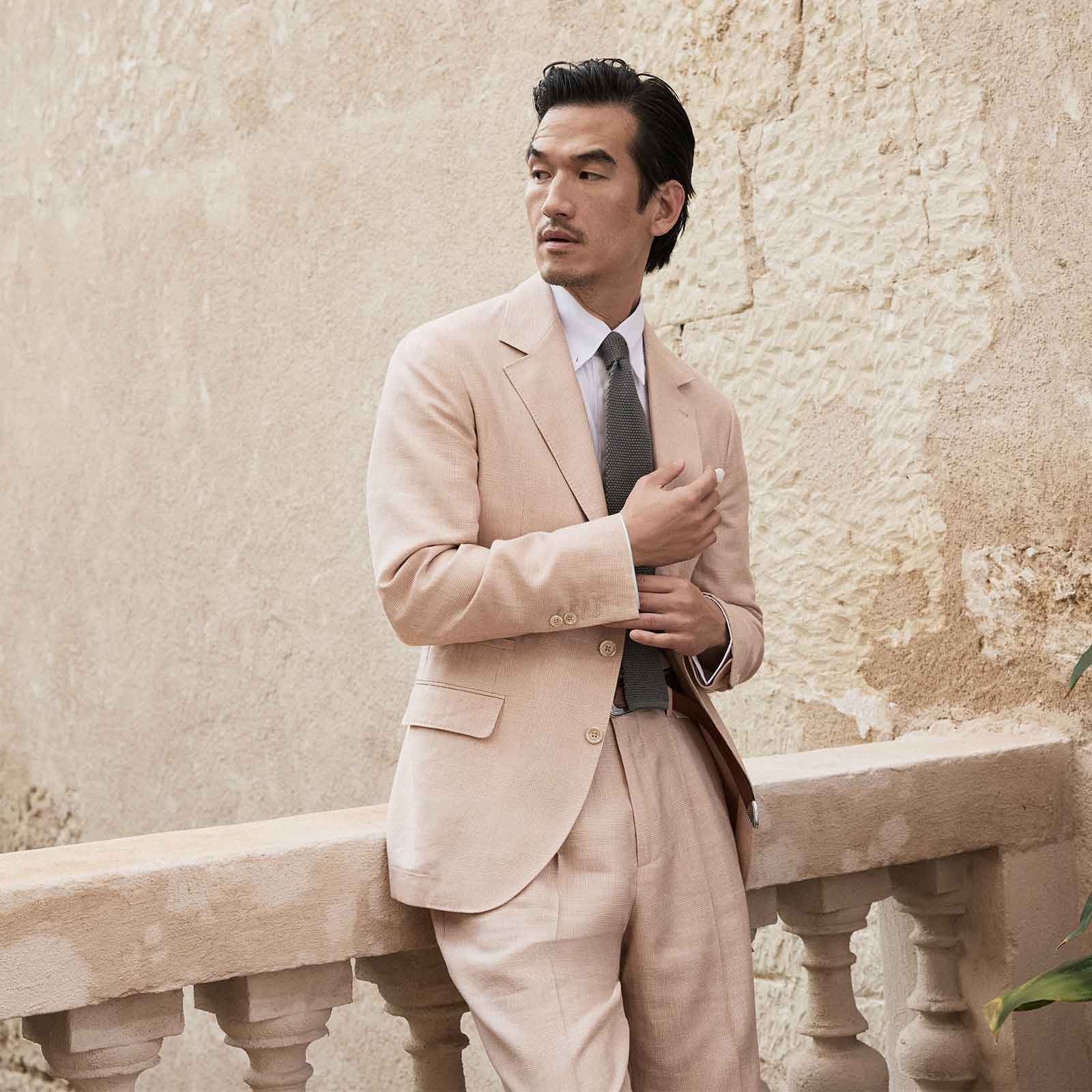 スーツ BRUNELLO CUCIBELLI 50 Hopsack deconstructed blazer for Man in Navy Blue | Brunello Cucinelli